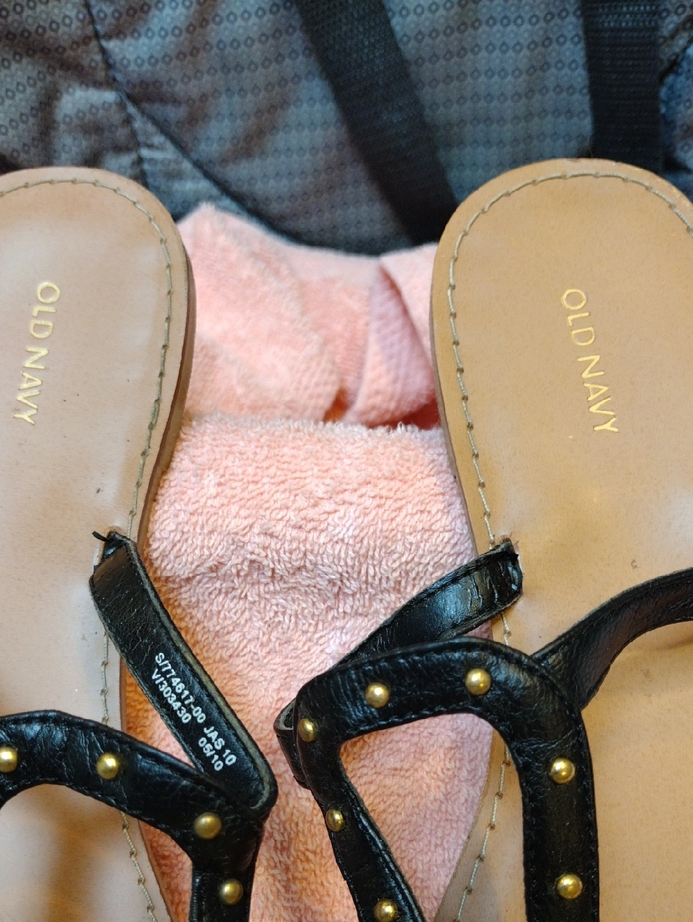 2 For 8 Dollars Sale, Old Navy Black Faux Leather Studded Sandals - Picture 3 of 4